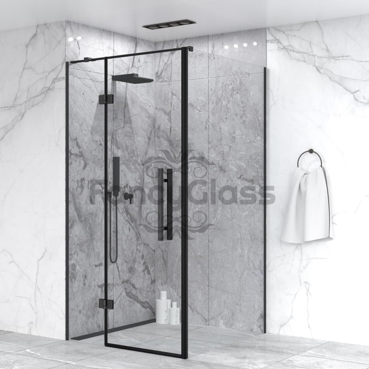 Kabina prysznicowa narożna zawias szkło